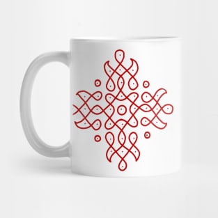 Dot Kolam, Red transparent Kolam, Muggu, rangoli Mug